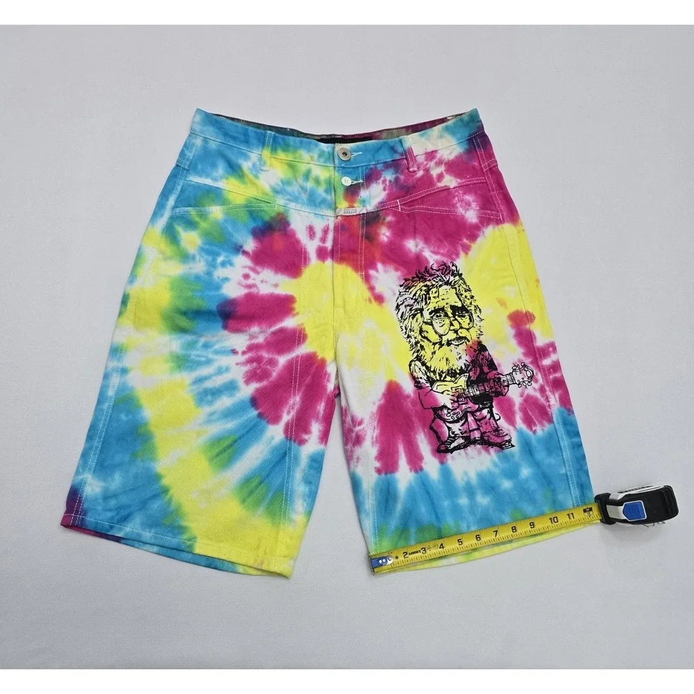 Marithe Francois Girbaud BLU Y2K Tie Dye Graphic Denim Shorts Vintage Mens 34 - Picture 11 of 12
